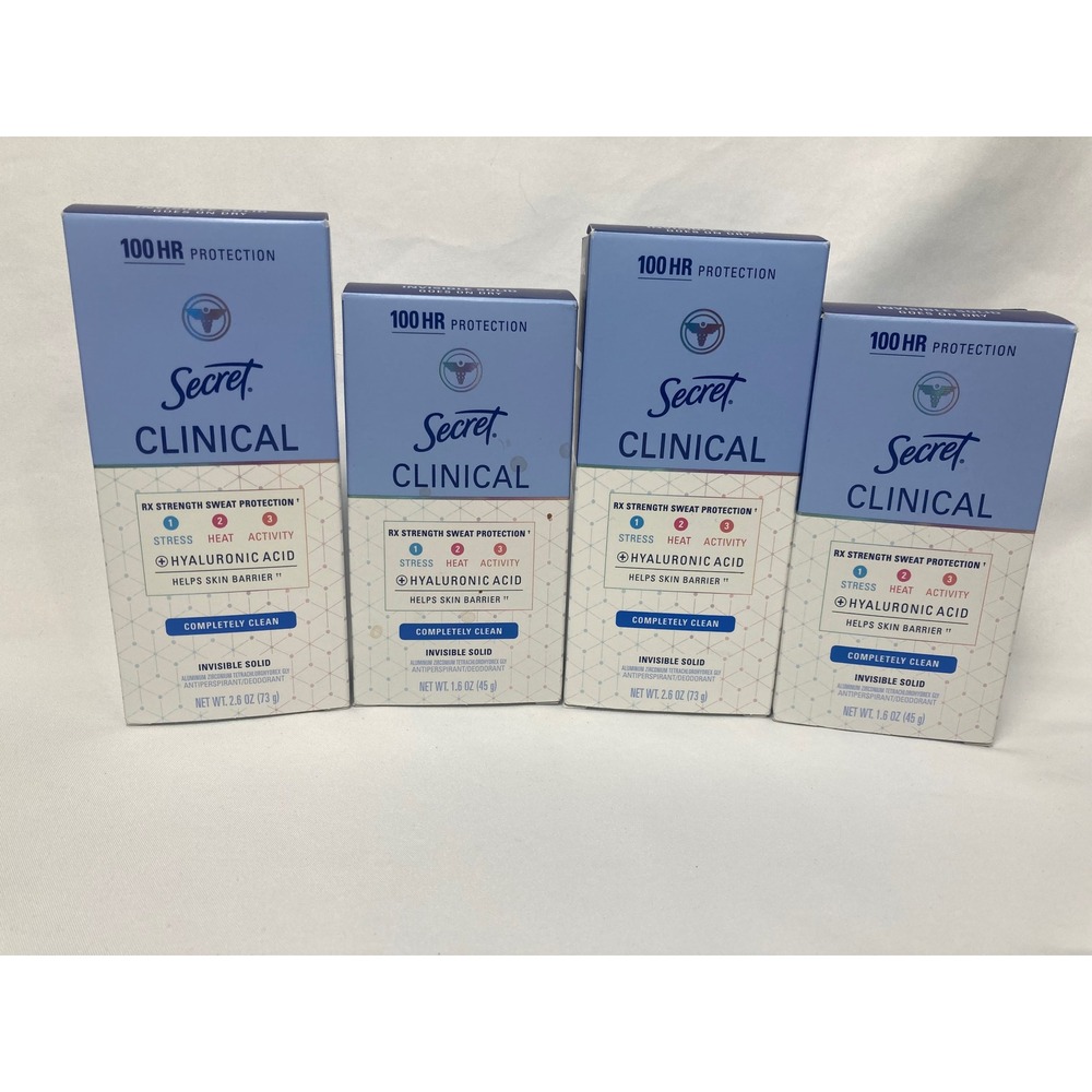 Secret Clinical Antiperspirant Completely Clean Lot of 4 100HR Exp 2027-2028
